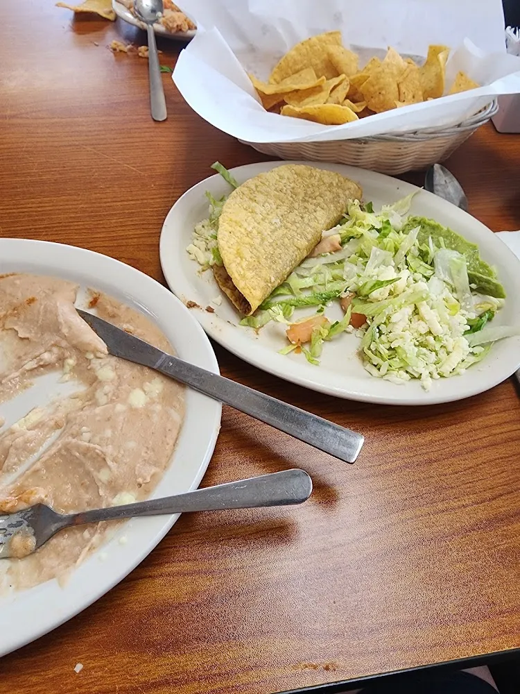 Lunch Combo Plate Chili Rellano and Taco with Beans and Guacamole