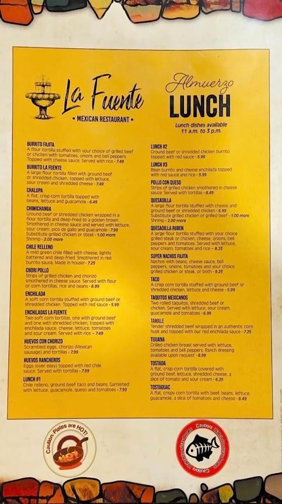 La Fuente Menu image 2