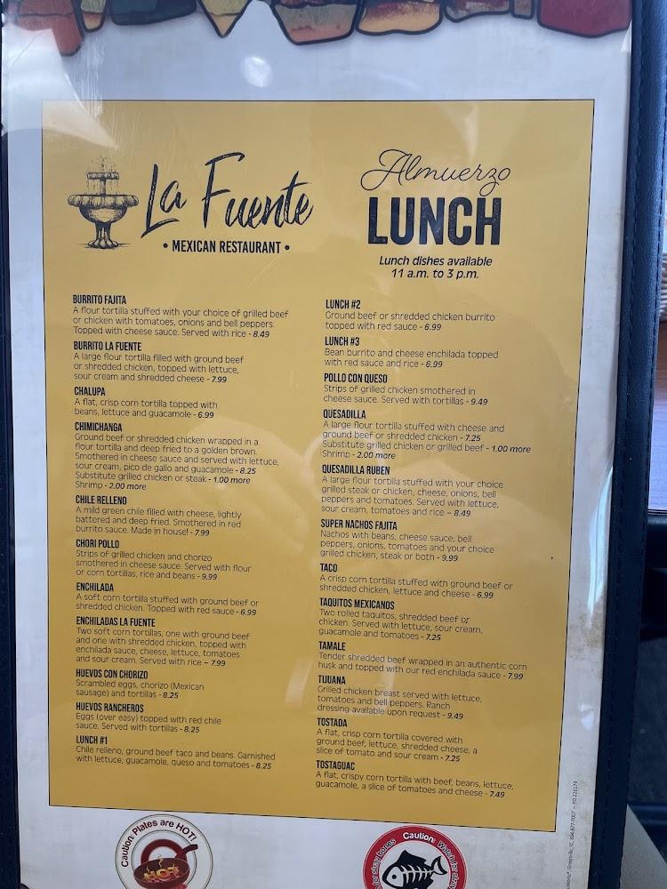 La Fuente Menu image 4